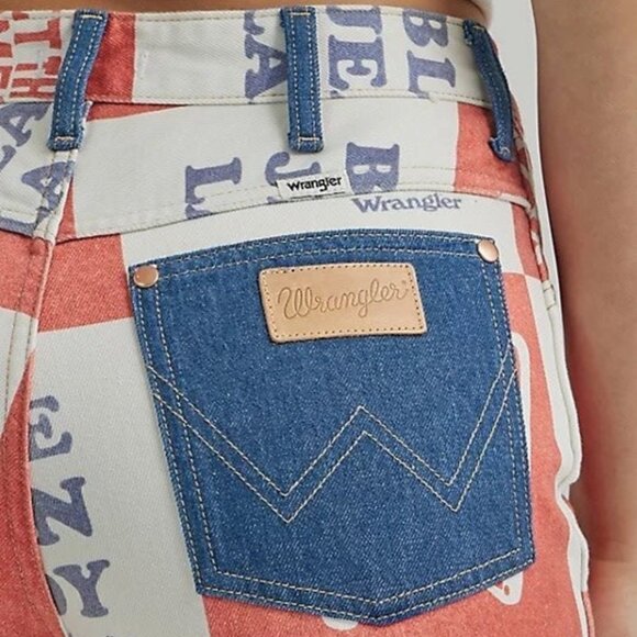 Wrangler Wanderer Printed High Rise Flare Blue Lady Jeans - Picture 9 of 9